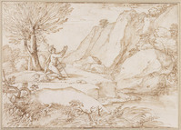 K VI 032
<br/>
Evangelist Johannes biddend
<br/>
<em>Grimaldi, Giovanni Francesco (1606-1680) - toegeschreven aan</em>